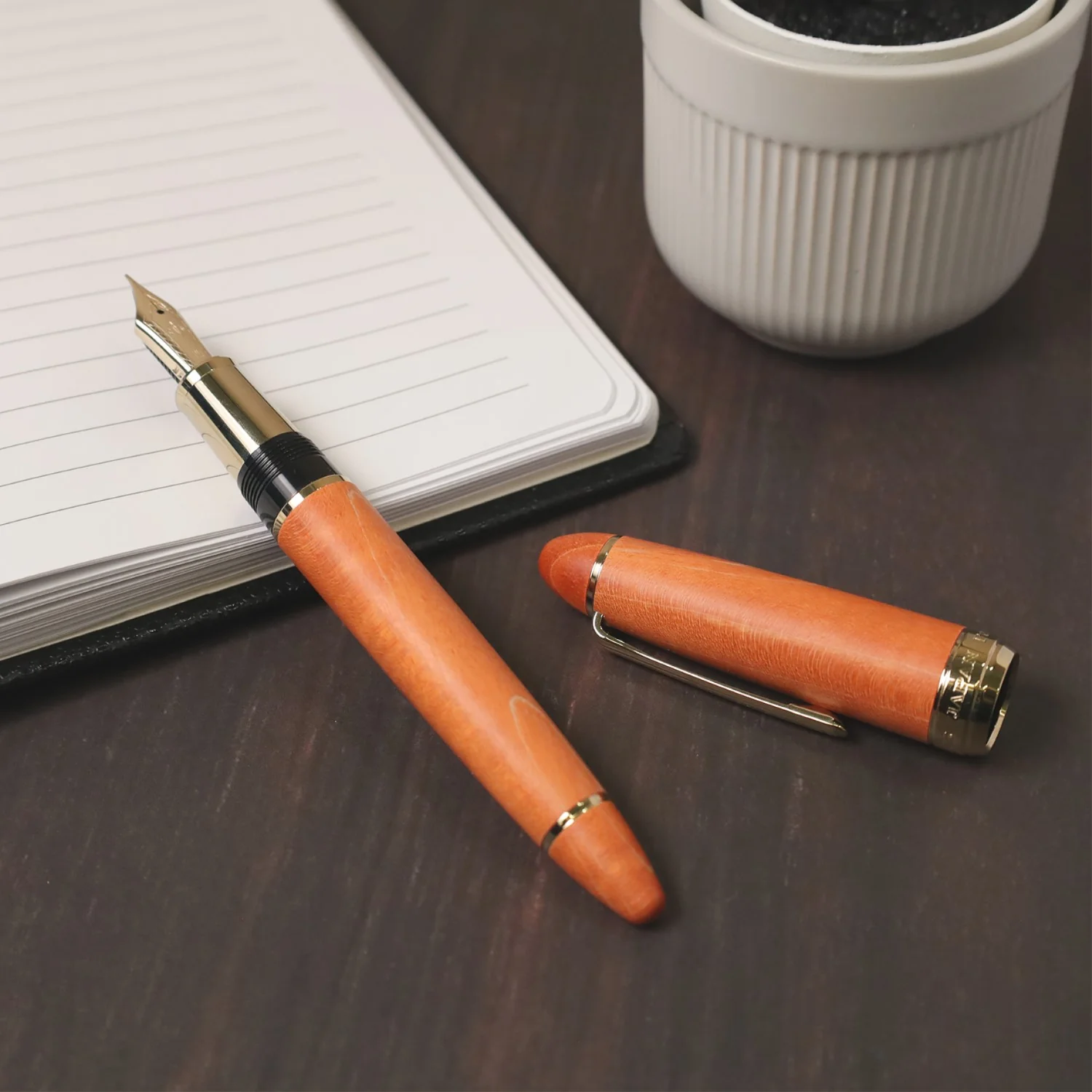 Sailor 1911 Large Fountain Pen Hard Maple Limited Edition Vermilion Medium Fine - Image 3