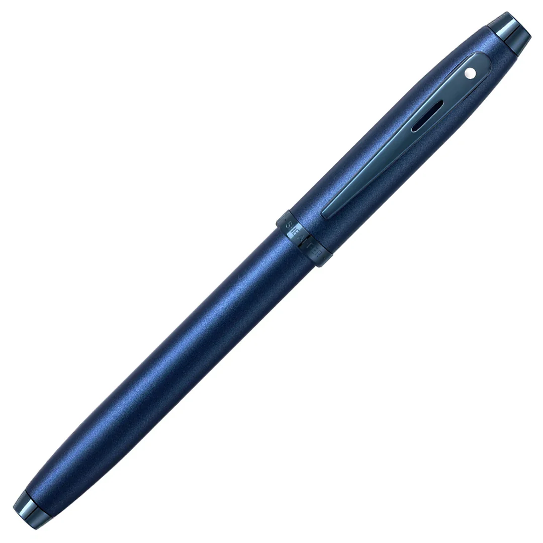 Sheaffer 100 E9371 Fountain Pen Satin Blue With PVD Blue Trim - Image 3