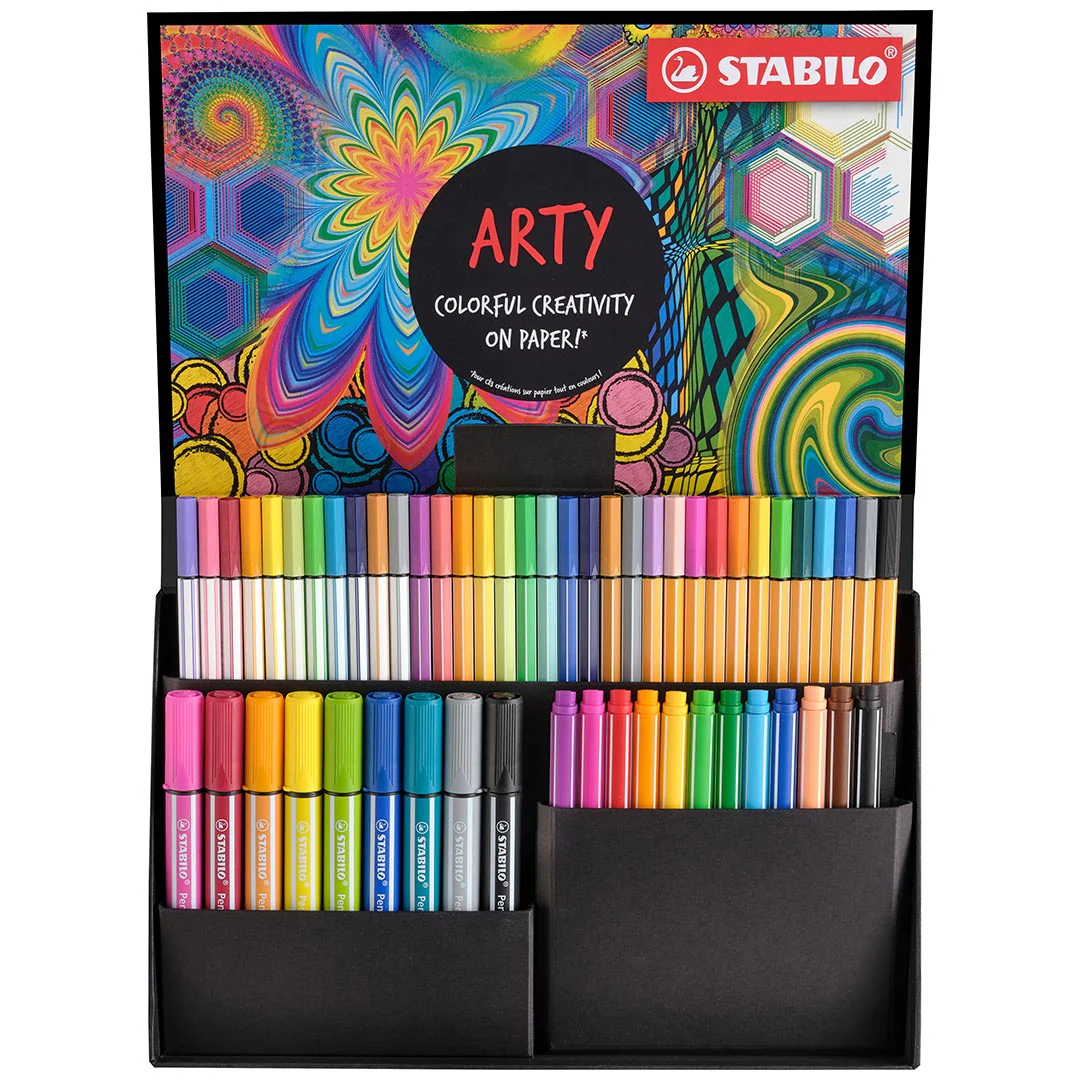 STABILO Arty Fibre-Tip Pen Set Card Wallet Set Of 55 - Image 3