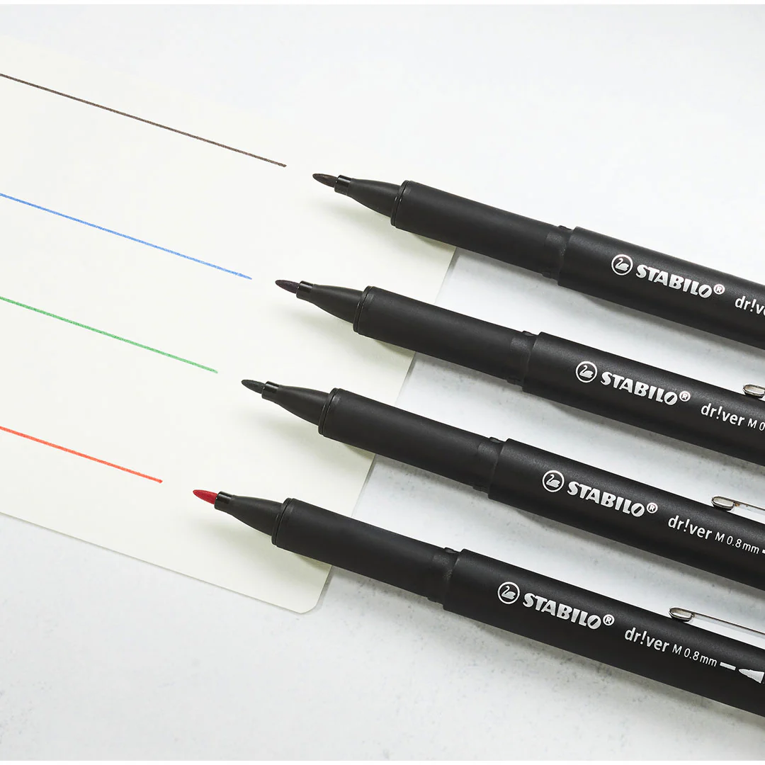 STABILO dr!ver Premium Felt-Tip Pen Set of 4 Medium - Image 6