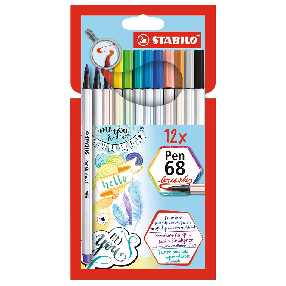 STABILO Pen 68 Brush Set of 12 Assorted