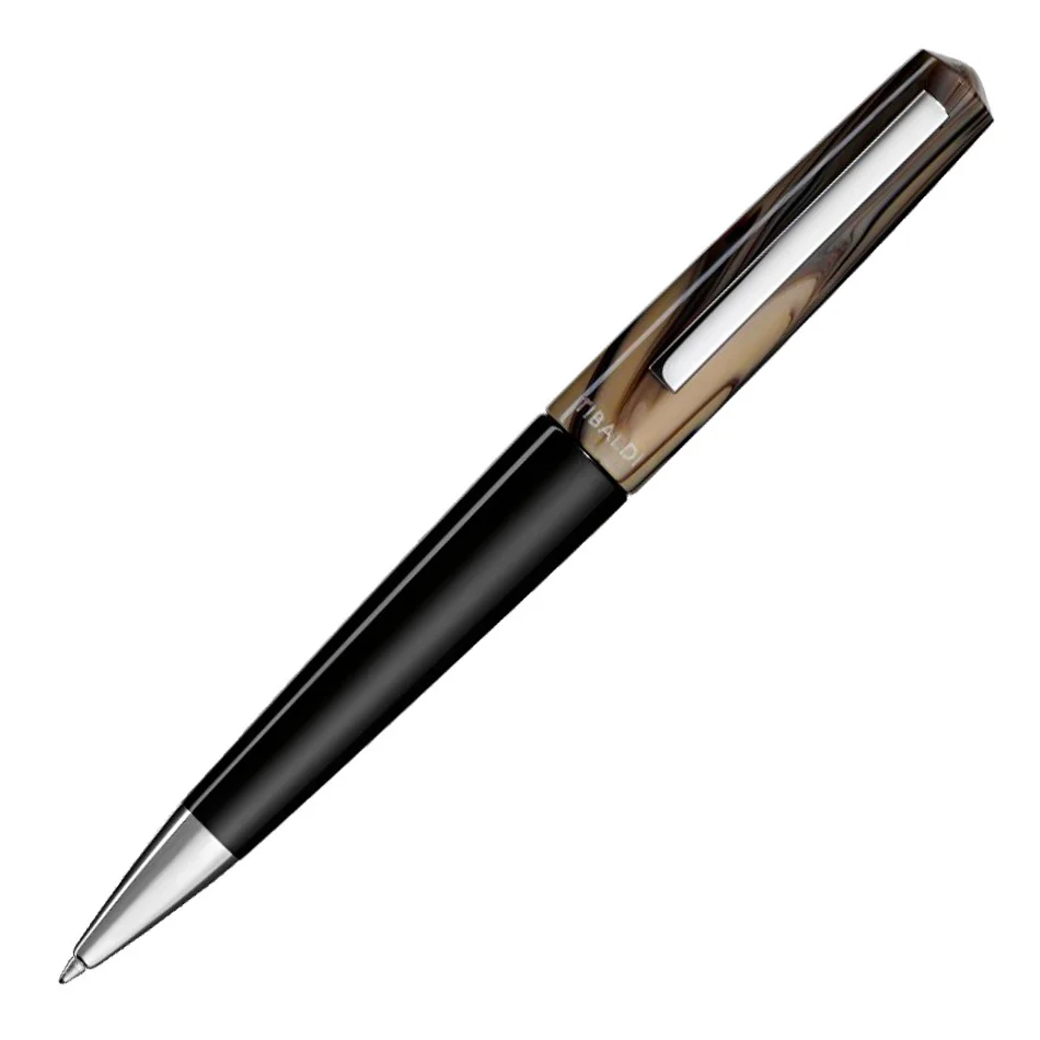 Tibaldi Infrangible Ballpoint Pen Taupe Grey with Stainless Steel Trim