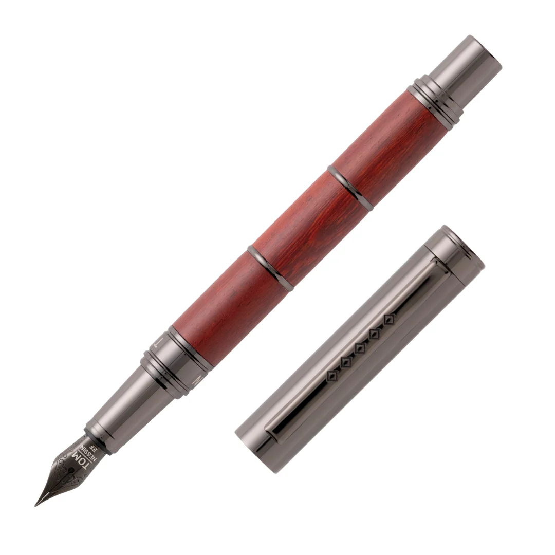 Tom Hessin Revolution Fountain Pen & Ballpoint Pen Set Ironbridge Wood Barrel with Gunmetal Trim - Image 4