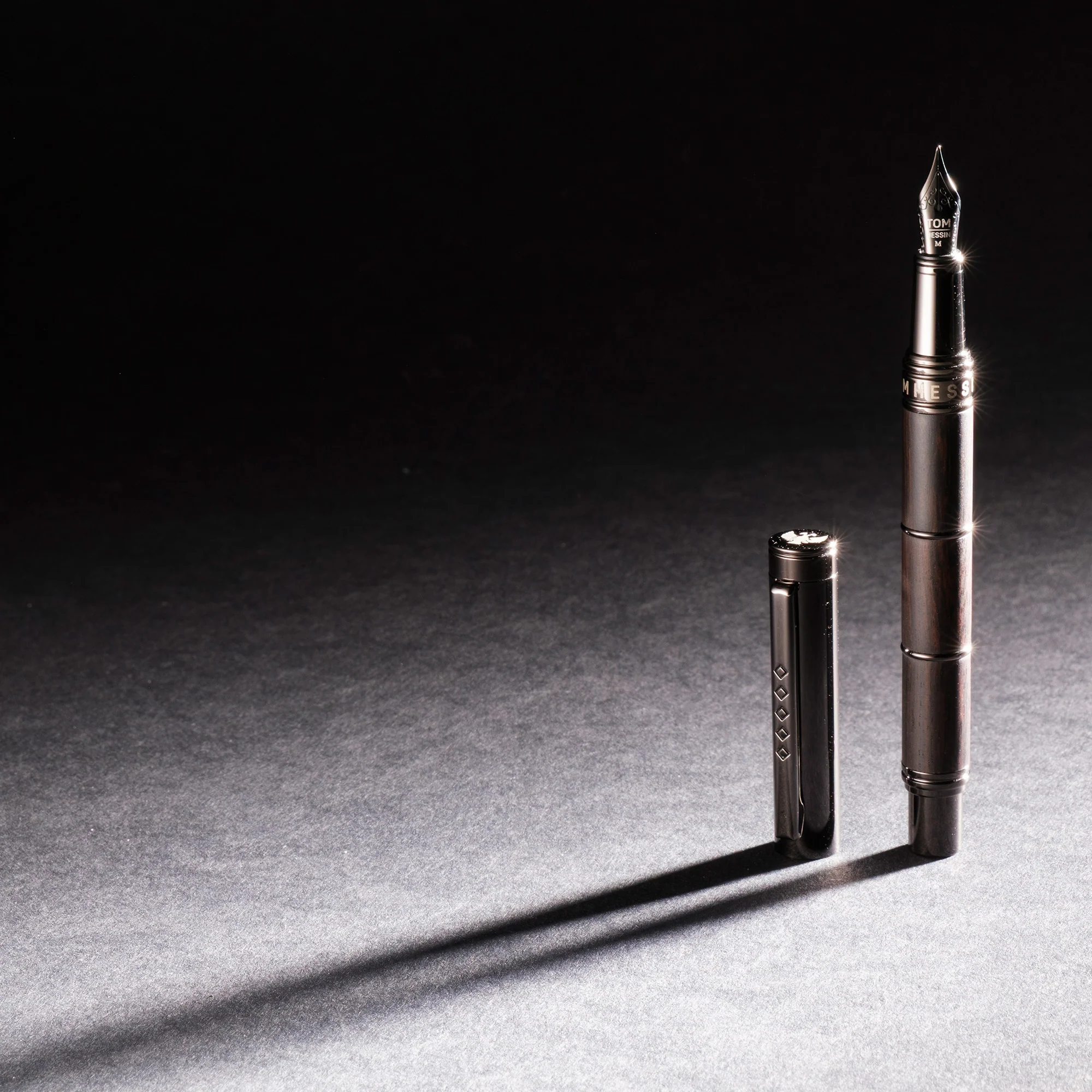 Tom Hessin Revolution Fountain Pen Charcoal Black Wood Barrel with Gunmetal Trim - Image 4