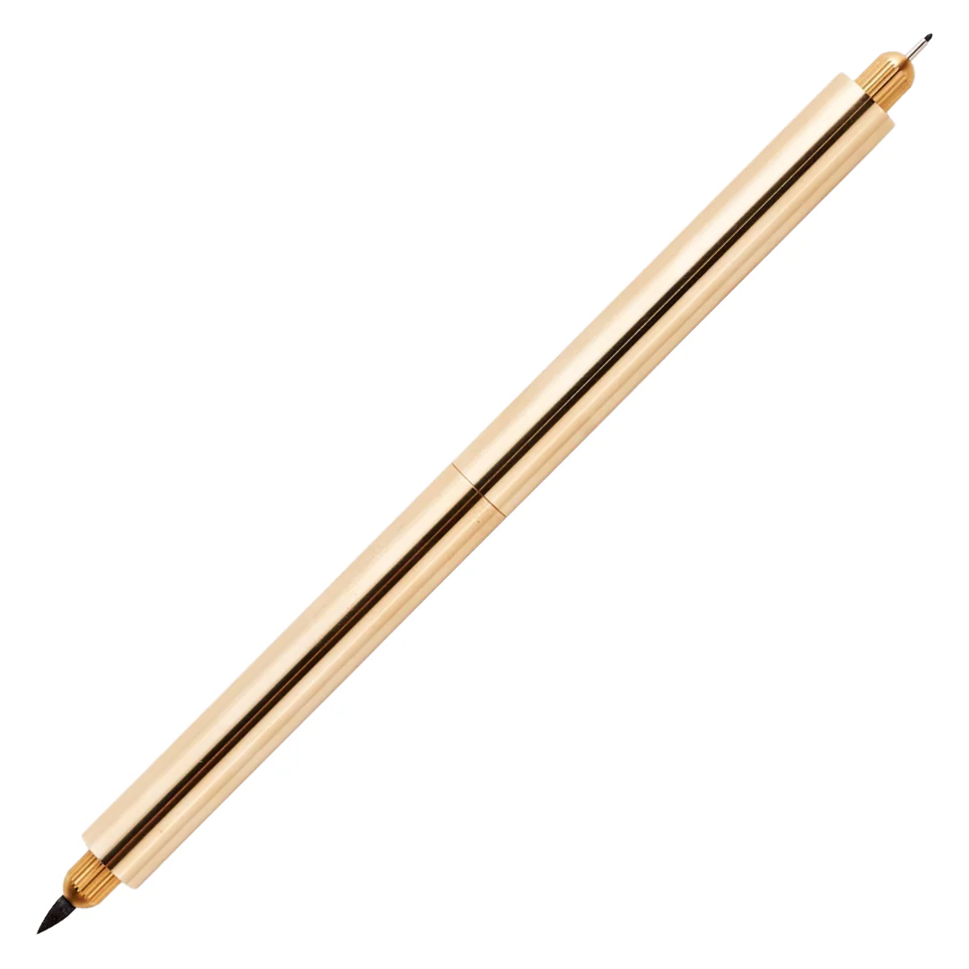 Tom's Studio Lumos Refillable Duo Tip Fineliner and Brush Pen Brass