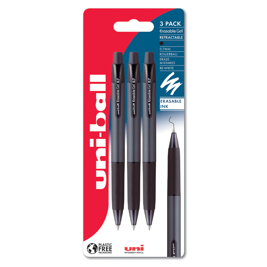 Uni-ball Erasable Retractable Gel Rollerball Pen 3-Piece Set