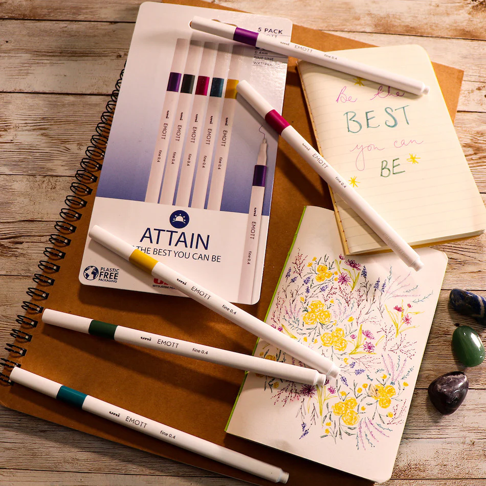 Uni-ball On Point Emott Coloured Pen 5 Pack Attain - Image 2