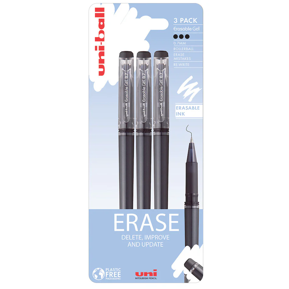 Uni-ball On Point Rollerball Pen Erasable Ink Capped 3 Pack - Image 3