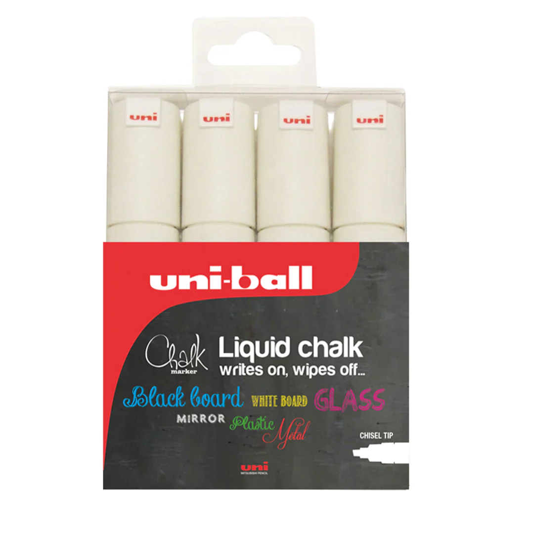 Uni Chalk Marker Pen PWE-8K Broad Chisel Tip Set of 4 - Image 2