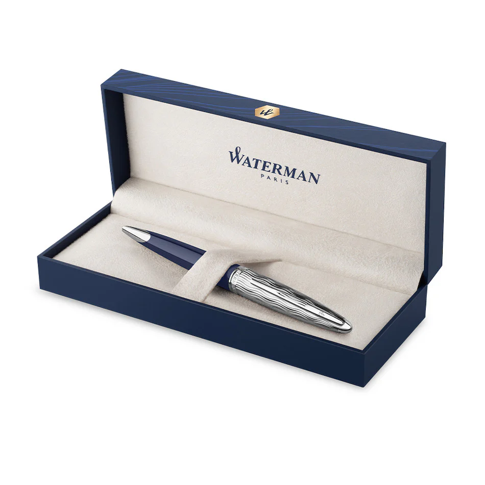 Waterman Carene Deluxe Ballpoint Pen Special Edition Blue with Chrome Trim - Image 3