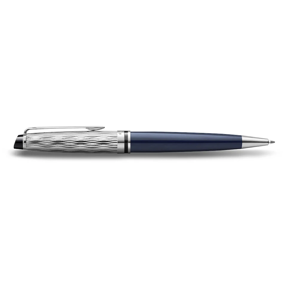 Waterman Expert Deluxe Ballpoint Pen Special Edition Blue with Chrome Trim - Image 3