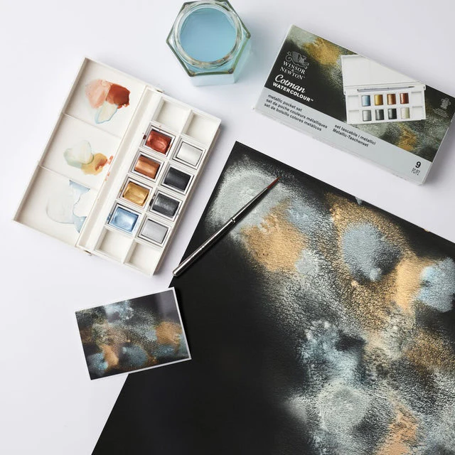 Winsor & Newton Cotman Watercolour Metallic Pocket Set of 8 Half Pans - Image 2