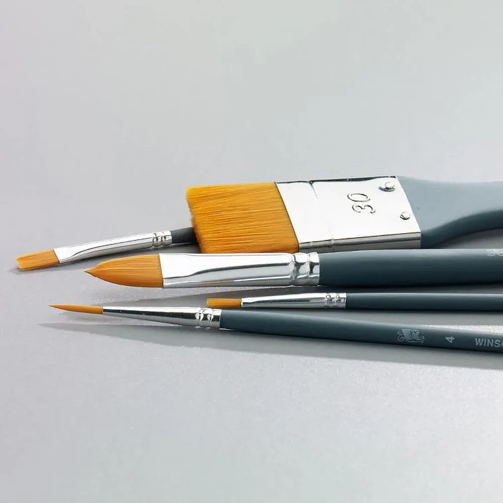 Winsor & Newton Foundation Acrylic Synthetic Brush Short Handle 6 Pack - Image 3