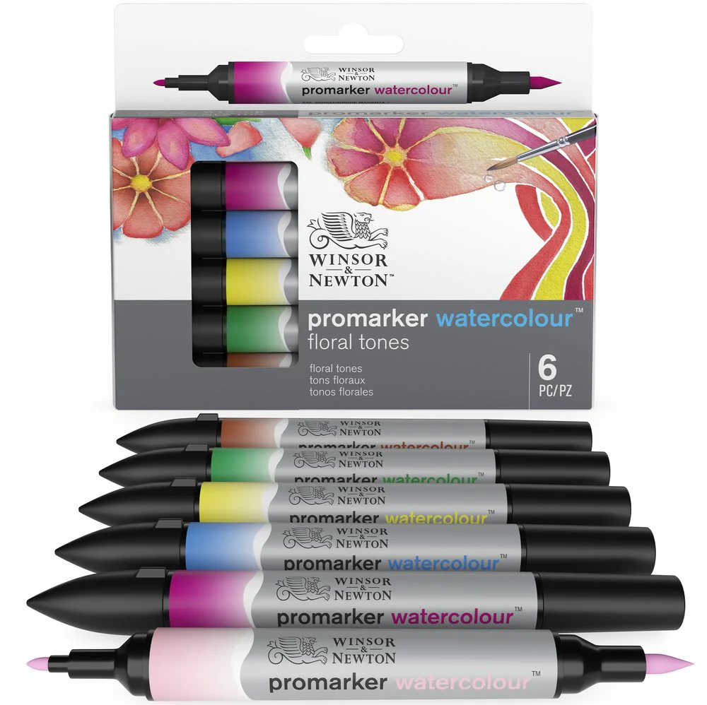 Winsor & Newton Water Colour Markers Set of 6 Floral - Image 3