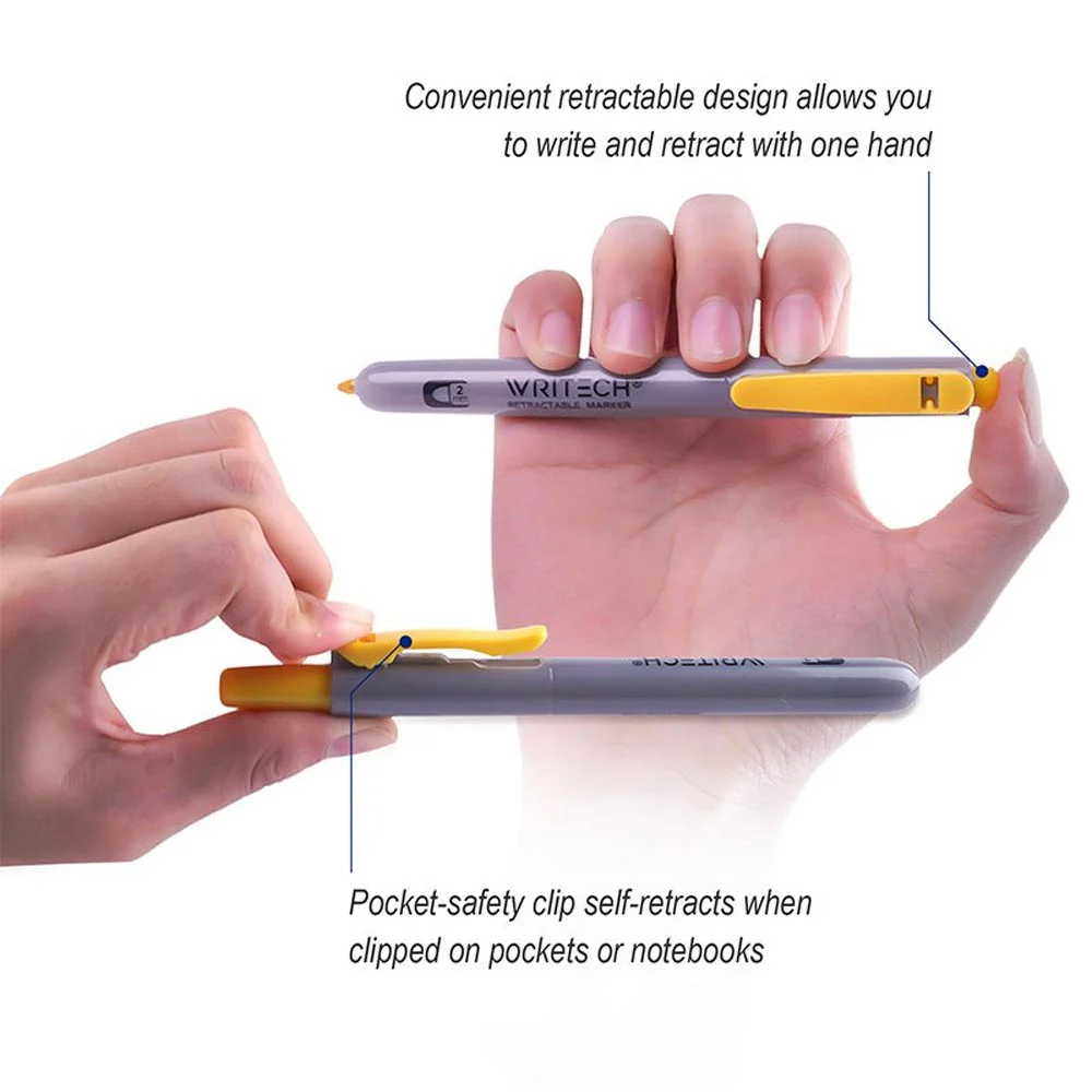 WRITECH Retractable Permanent Marker Pack of 6 Assorted Colours - Image 2