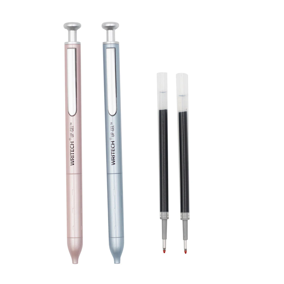 WRITECH Space Up Metal Gel Pens Set of 2 Pink and Grey - Image 2
