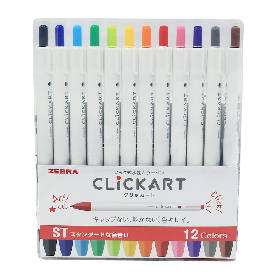 Zebra Clickart Water Based Marker 0.6mm Set of 12 Standard