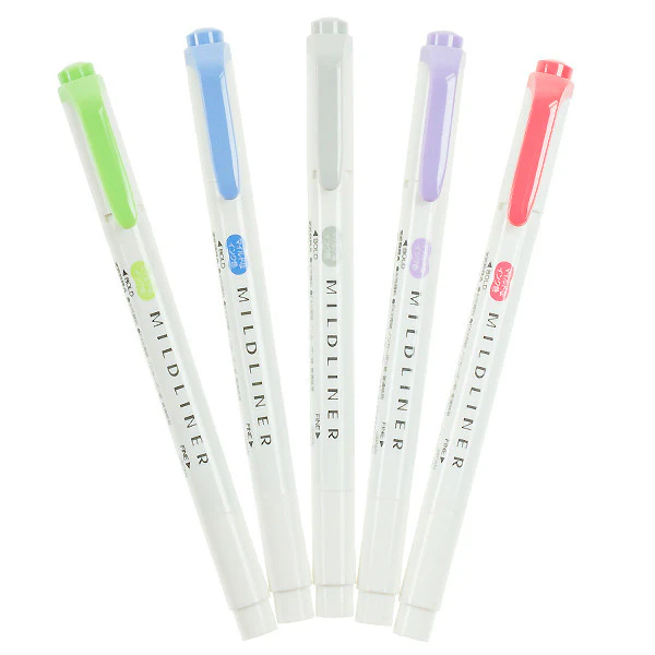Zebra Mildliner Twin Tip Pastel Highlighter Set of 5 - Image 2